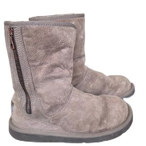 UGG Women's Mayfaire Sherpa Side Zipper Boots Brown Suede Size 6